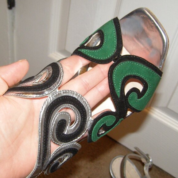 RARE size 40 PRADA Silver and Green shoes - Picture 9 of 13